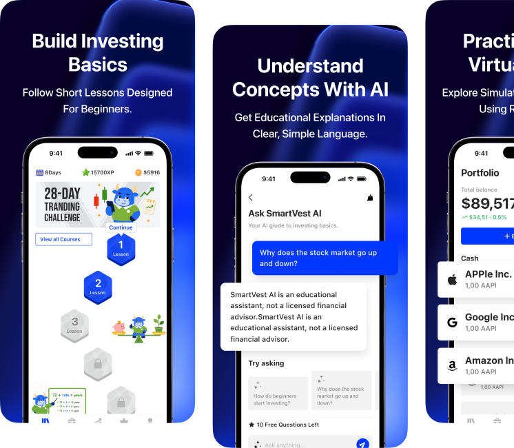LearnFolio app screens